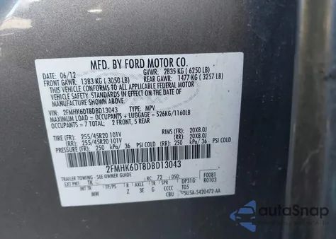 2013 Ford Flex Limited from USA, damaged, VIN 2FMHK6DT8DBD13043